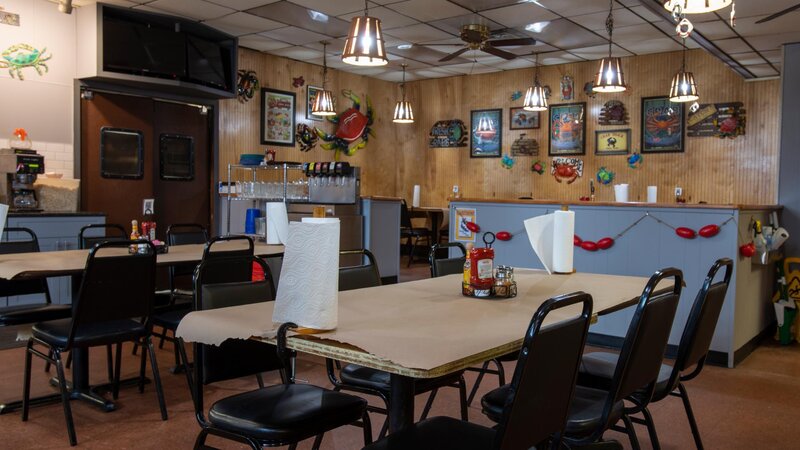 Dining room with set tables